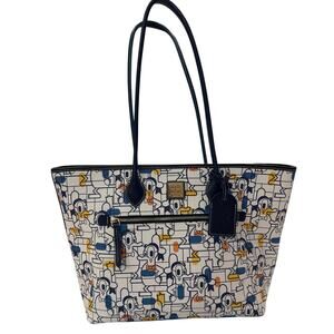 Disney Dooney & Bourke Donald Duck Tote Bag, Blue Leather Trim, Zip Top